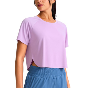High Performance Womens Crop <b>Top</b> Custom Logo Activewear Crop Shirt Moisture Control Athletic Wear For Gym Training - Product Image 1