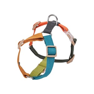 Adjustable Nylon Dog Harness Teal Orange Green Buckle Closure Simple Style for Medium Dogs - Product Image 1