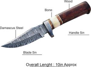 Cuchillo Viking Heritage Skinner, Fabricado con Acero de Alta Calidad, Acero de Damasco para Caza, Camping y Trabajo de Campo - Product Image 2