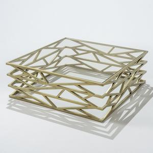 Table d'appoint moderne en métal argenté, style salon, ronde, avec pieds en métal. - Product Image 1