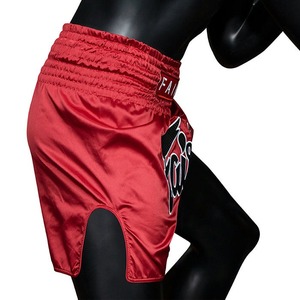 Pantalones Cortos de Muay Thai Fairtex Inferno Personalizados Modelo BS1946 con Corte Ajustado, Diseño Rojo y Aberturas Laterales Altas Fairtex - Product Image 3