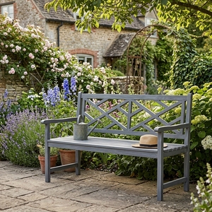 Kepang Outdoor Patio <b>Bench</b> Solid Teak <b>Wood</b> Grey Finish 2-Seater Traditional Design for Dining Model NAT153 - Product Image 6