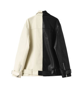 Chaqueta de Cuero para Mujer, de Alta Calidad, Hecha a Medida, Elegante, Estampada, Cortavientos, para Invierno, 100% Algodón, Color Negro y Blanco Sólido - Product Image 4