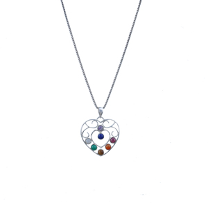 Collier pendentif en argent sterling 925 avec sept pierres, style classique de haute qualité, vente en gros, fait main, pour femmes, en vrac - Product Image 1