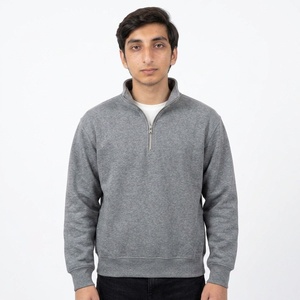 Sweat-shirt personnalisé pour homme à col montant zippé, en mélange de coton et polaire brossée, coupe ample, style streetwear quotidien - Product Image 1