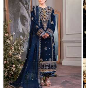 gold satin shirt dress Navy Blue Georgette Anarkali Suit For Indian & Pakistani Wedding Festival main image 1