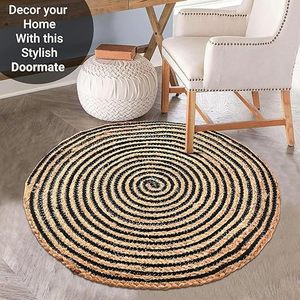 Eco Friendly Hand Braided Jute Cotton Area Rugs Non-Slip Custom <b>Thick</b> Floor Carpet Living Room Exercise Camping Prayer Hand Wash - Product Image 5