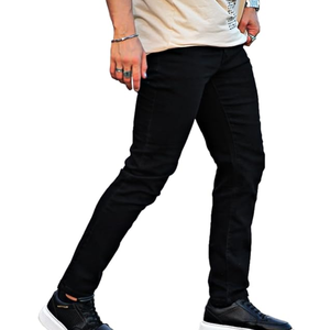Black Slim Fit <b>Men</b> Jeans Mid Waist <b>Stretch</b> Denim Straight Leg Casual Wear - Product Image 5