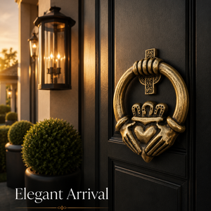 Antique Brass Claddagh Heart Door Knocker Vintage <b>Celtic</b> Front Door Hardware Decorative Entrance Accent for Homes Villas Hotels - Product Image 3