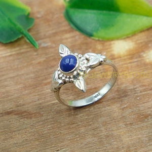 Anillo de lapislázuli natural, anillo de plata de ley 925 para mujer, anillo de piedra azul, anillo de promesa, joyería de lapislázuli - Product Image 6