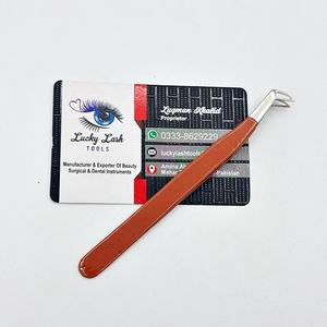 Pince à épiler solide Mega Volume coupe à 90 degrés Logo privé pince à cils en acier inoxydable avec revêtement de couleur marron durable - Product Image 6