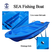 Bateau personnalisé en usine 4,3M 5,3M à coque en V profond bleu, bateau de pêche en plastique à vendre