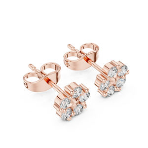 Boucles d'oreilles pour femmes en or blanc 14 carats avec diamants de laboratoire ronds pour un usage quotidien |   Nouveau diamant cultivé - Product Image 4