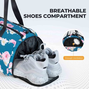 Bolsa de deporte de gimnasio de lona bolsa de entrenamiento plegable con compartimento para zapatos bolsillo húmedo ligero Weekender bolsa de gimnasio sublimada para la noche - Product Image 2