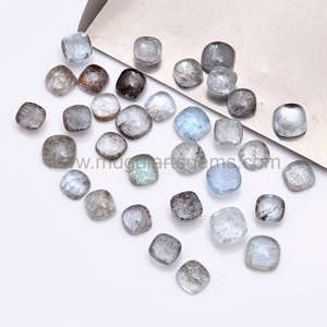 Mousse naturelle aigue-marine lisse coussin forme lâche pierres précieuses 5 à 6 mm Cabochon cabines utiliser pour faire Bracelet collier bijoux - Product Image 2