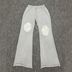<b>Wholesale</b> Streetwear High Quality Woolen 460 Gsm Men's Blank for Hem Mid Eco-Friendly Distressed Vintage Washed Jogger <b>Flared</b> - Product Image 1