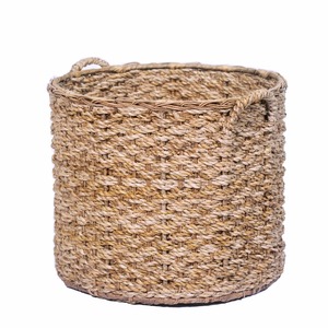 Seagrass <b>basket</b> with woven rattan trim Handmade <b>Storage</b> <b>Basket</b> Wholesale eco-friendly Made in Vietnam - Product Image 1