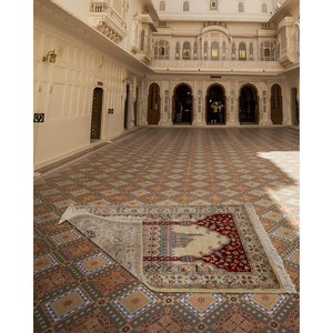 Alfombra de Oración Tradicional Persa para Mezquita, Alfombra Oriental Floral, Sajjadah Musulmana, Alfombra de Oración Islámica Decorativa con Flecos - Product Image 3
