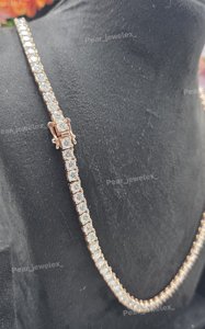 Collier chaîne tennis unisexe en moissanite plaqué rhodium, taille brillant rond, classique pour le quotidien - Product Image 4