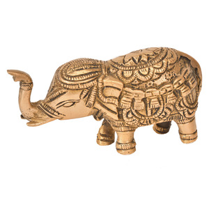 Elefante hecho a mano con escultura de tronco elevado Artículo de decoración para el hogar compatible con Vastu DE LA India - Product Image 1