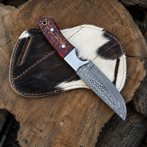 Cuchillo de Desollado Personalizado de Damasco con Mango Premium de Piña de Pino, Cuchillo de Hoja Fija Hecho a Mano para Exteriores - Product Image 5