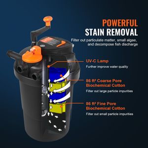Sistema de filtro de estanque de biopresión de 2000 galones, 13W, luz de 1840 GPH, filtros de agua biológicos presurizados para exteriores - Product Image 4