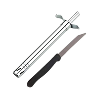Allume-gaz en acier inoxydable avec ensemble de couteaux de cuisine, allumeur à étincelle, manche en plastique noir, couteau à éplucher, combo pour cuisinière à gaz, 2 pièces