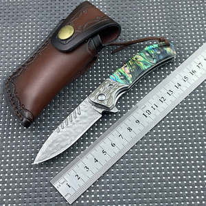 Couteau de poche pliant en acier Damas de qualité industrielle, personnalisable OEM, avec manche, pour homme, cadeau de camping - Multifonctionnel, garantie 1 an - Product Image 1
