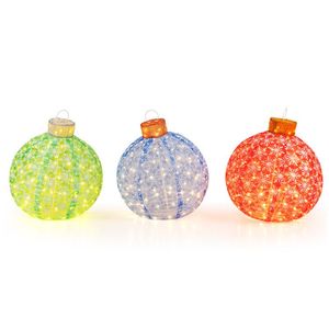 Set di 3 Palline di Natale Pre-Illuminate Pop-Up con Luci LED Bianco Caldo per Decorazioni Albero - Product Image 1