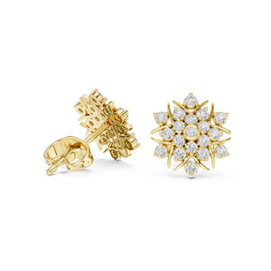 Pendientes de compromiso de oro amarillo de 14 quilates con diamantes cultivados en laboratorio para mujer |   Diamante Cultivado Nuevo - Product Image 6