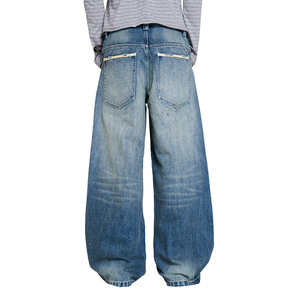 New Arrival OEM Summer Men's Plaid High Waist Straight Fit 100% Cotton Eco-Friendly Breathable <b>Jeans</b>-Vacation Sporty Vintage - Product Image 3