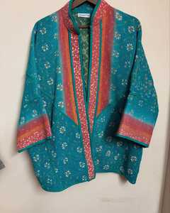 Chaqueta Acolchada de Patchwork para Mujer, Cuello Mandarín, Manga Larga, Algodón Tejido, Estilo Abierto, Corta, Estilo Otoñal - Product Image 2