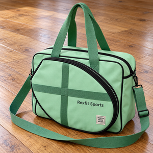 Sac de raquette de squash personnalisé Rexfit Sports avec poche avant incurvée zippée, deux poignées de transport et bandoulière réglable pour le sport - Product Image 1