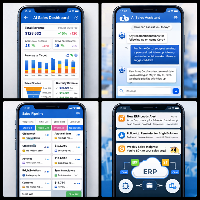 Smart AI Sales Assistant App Development Android iOS Mobile Software Service for ERP Integrated Sales Automation Platform