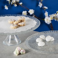 Support à gâteau rond réutilisable Excelsa Arabesque en verre transparent 31 cm, lavage à la main uniquement, fabriqué en Turquie