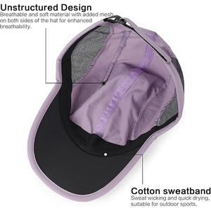 Casquette de baseball violette respirante à séchage rapide avec panneau en maille, chapeau de sport d'extérieur pour hommes et femmes, visière réglable - Product Image 4