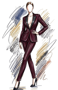 Service de développement d'échantillons - Vêtement OEM - RGUS2604 - Ensemble tailleur femme - Motif uni bordeaux style élégant - Product Image 1