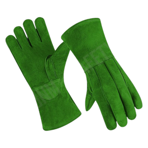 Gants de soudeur en cuir de vachette à fente latérale, résistants à la chaleur, respirants, avec manchette de sécurité anti-vibration, pour la sécurité au travail. - Product Image 3