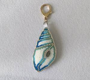 Handmade Designer Embroidery Beaded <b>Keychain</b> Luxury Artisan Beadwork Purse Charm - Product Image 1