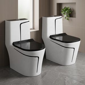 Inodoro de Cerámica Moderno Azul y Negro de Una Pieza con Tanque Oculto para Uso Decorativo en Baños y Lavaderos - Product Image 3