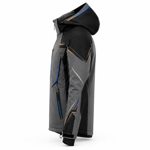 Veste de ski pour homme, gris et noir, à blocs de couleur, à capuche, imperméable, isolée synthétiquement, Gore-Tex, fermeture éclair - Product Image 4