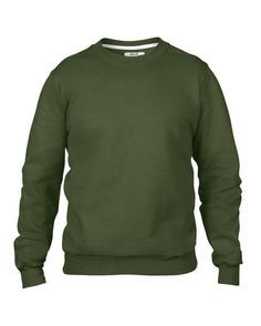 เสื้อสเวตเชิ้ตคอกลมสีเขียวมะกอกสำหรับผู้ชาย ทรงปกติ ผ้าฝ้ายถัก 100% สวมใส่สบายๆ สำหรับฤดูใบไม้ร่วง - Product Image 1
