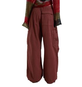 Pantalones Cargo para Mujer 2026, Estilo Oversize, Elásticos, Tipo Paracaídas, Color Granate, Tejidos, Sueltos, hasta la Rodilla - Product Image 3