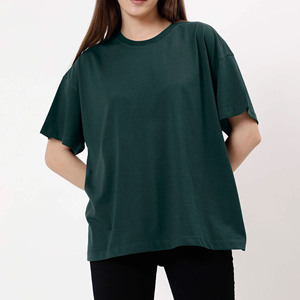Camiseta de Cuello Redondo Extra Grande para Mujer, Color Sólido, 100% Algodón, Corte Holgado, Manga Corta, Tejido Jersey Transpirable, para Todas las Temporadas - Product Image 1