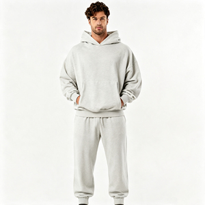Conjunto de dos piezas personalizado al por mayor para hombre: Sudadera extragrande de hombros caídos y pantalones jogger con puños, 100% algodón de alto gramaje. - Product Image 3