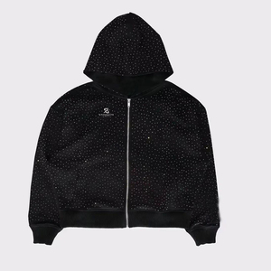 Sudadera con Capucha de Diseño con Pedrería, Patrón de Cristales Premium, Fabricante de Ropa OEM para Marcas de Marca Privada - Product Image 1