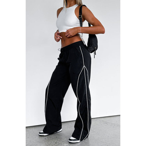 <b>Women's</b> Winter Casual Mid Waist Straight Pants 100% Silk Fabric Breathable Eco-Friendly Waterproof Drawstring <b>Women</b> <b>Baggy</b> <b>Jeans</b> - Product Image 4