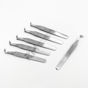RMI Diamond Grip Stainless Steel Precision 10mm 90 Degree <b>Boot</b> Volume Eyelash Extension Tweezer Customized Full Polish - Product Image 1