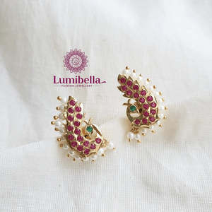 Kemp Peacock Asscher Cut Stud Earrings-Classic Trendy Zinc Alloy with Imitation Pearl - Product Image 1