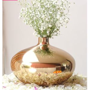 Nordic Luxury Rose Gold Mirror Metal Flower Vase Contemporary Round Bud Vase for Centerpiece Modern Home Wedding Decoration - Product Image 1